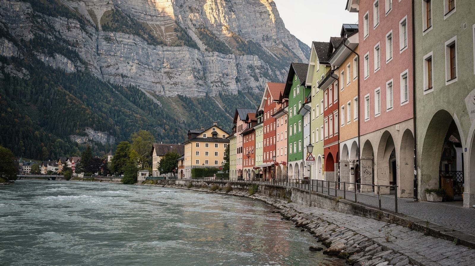 The Inn River and the Coloured Houses of Innsbruck